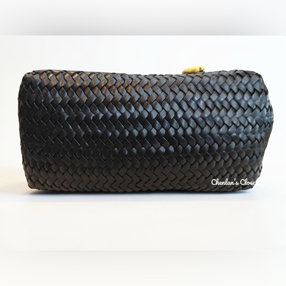 Coach Black Woven Leather Swing Tote Carryall Shoulder Bag Purse - Picture 7 of 13